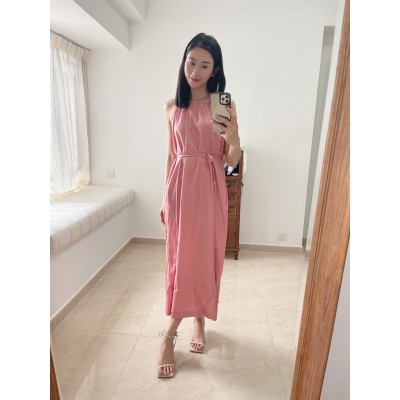 【限時高質款現貨】NPDSN-2815 Pink -Elegant summer halter dress with belt